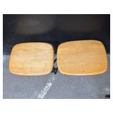 Pair of Vintage Wooden Stools on Black Metal Frames