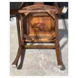 Oak Dining Chair with Leather Inset Seat, Carved Back Splat