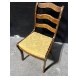 Dining Chairs - Vintage Ladder-Back with Gold Damask Upholstery (Lot of 6)