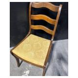 Dining Chairs - Vintage Ladder-Back with Gold Damask Upholstery (Lot of 6)