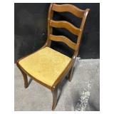 Dining Chairs - Vintage Ladder-Back with Gold Damask Upholstery (Lot of 6)