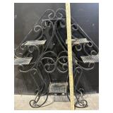 Wrought Iron Tree-Shape Plant Stand with Perforated Square Shelves
