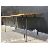 Oak-Veneer Coffee Table with Hairpin Legs - 46in L x 15in W