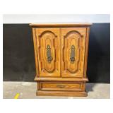 Armoire - Oak Wood, Double Doors, 4-Drawer Interior & Lower Drawer