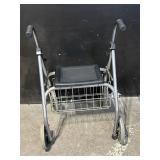 Aluminum Foldable Rollator Walker With Seat & Front Basket - 4-Wheel Mobility Aid