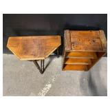 Antique Wooden Console Table & 3-Shelf Bookcase - Two-Piece Set