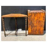 Antique Wooden Console Table & 3-Shelf Bookcase - Two-Piece Set
