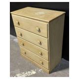 Dresser - Wooden 4-Drawer with Round Knobs - Light Finish