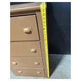 Vintage Brown Wood 5-Drawer Dresser Tall Chest with Round Knob Pulls