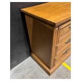 Oak Wood Dresser With Mirror - 6 Drawers & Center Cabinet
