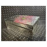 Vintage Filigree Metal Vanity Organizer Set with Floral Glass Boxes