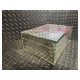 Vintage Filigree Metal Vanity Organizer Set with Floral Glass Boxes