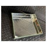 Vintage Filigree Metal Vanity Organizer Set with Floral Glass Boxes