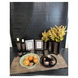 Decorative Home Decor Set - Patterned Frames, Vases, Plant Arrangements & Bowls