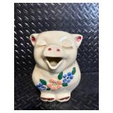 Pig-Shaped Ceramic Teapot - Floral Accent Mug - Green Leaf Bowl - Salt & Pepper Shaker Set