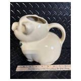 Pig-Shaped Ceramic Teapot - Floral Accent Mug - Green Leaf Bowl - Salt & Pepper Shaker Set