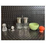 Pig-Shaped Ceramic Teapot - Floral Accent Mug - Green Leaf Bowl - Salt & Pepper Shaker Set