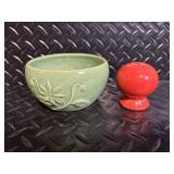 Pig-Shaped Ceramic Teapot - Floral Accent Mug - Green Leaf Bowl - Salt & Pepper Shaker Set