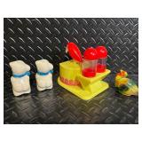 Toothpick Dispenser with Bird Top - Made in China, 2 Ceramic Cats & Colorful Bird