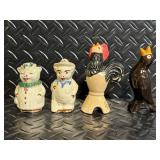 Sandhurst Stoneware Figurines - 4-Piece Set (Pigs & Roosters) New Ulm MN