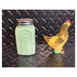 Pepper Shaker & Rooster Figurine - Ceramic Kitchen Decor Set