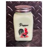 Pepper Shaker & Rooster Figurine - Ceramic Kitchen Decor Set