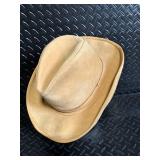 Tan Leather Cowboy Hat - Size Large