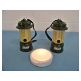 Igloo Mini-Cooler, (2) Mini Coleman Lantern Style Flashlights and (1) Push Light Disc