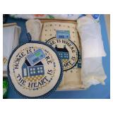 Miscellaneous Throw / Blanket / Trellis / Bedding / Kitchen Towel and Hot Pad and Notepad Holder - some items NEW in Original Packaging