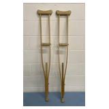 Pair of Adjustable Wood / Wooden Crutches