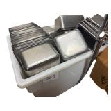 Bin of assorted chafing pans