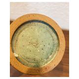 Handmade Studio Pottery Two-Handled Mug with Brown and Green Glaze