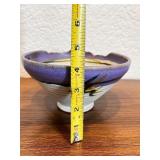 Handcrafted Ceramic Bowl Signed RHM, 7 Inch Diameter