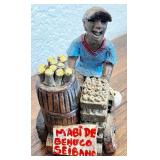 Handcrafted Figurine of Vendor with Bicycle and Barrel - Mabi de Bejuco Seibano Theme