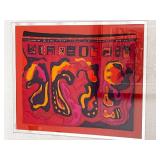 Framed Textile Art in Red and Orange with Abstract Design