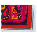 Framed Textile Art in Red and Orange with Abstract Design