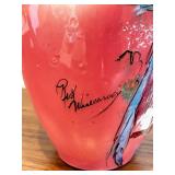 Hand-Painted Bob Wiscarson Parrot Vase Signed 12 Inch Tall