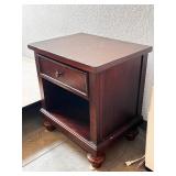 Wooden Nightstand with Drawer and Open Shelf, 24 Inch Wide