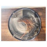 Handcrafted Raku Ceramic Art Plate with Abstract Glaze 13 Inch