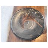 Handcrafted Raku Ceramic Art Plate with Abstract Glaze 13 Inch