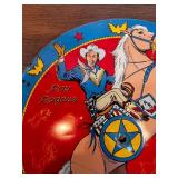 Vintage Roy Rogers and Trigger Metal Litho Toy Disc 11 Inch