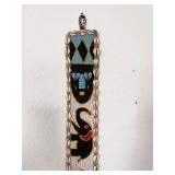 African Beaded Wall Hanging with Cowrie Shells and Animal Motifs, 39 Inches