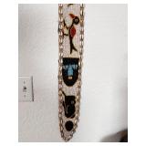 African Beaded Wall Hanging with Cowrie Shells and Animal Motifs, 39 Inches