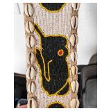 African Beaded Wall Hanging with Cowrie Shells and Animal Motifs, 39 Inches