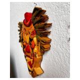 Set of 2 Handcrafted Wood Carved Clown Wall Masks Signed P. A. Barry