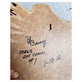 Set of 2 Handcrafted Wood Carved Clown Wall Masks Signed P. A. Barry