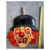 Set of 2 Handcrafted Wood Carved Clown Wall Masks Signed P. A. Barry