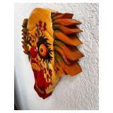 Set of 2 Signed Hand-Carved Colorful Clown Wall Masks