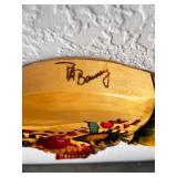 Set of 2 Signed Hand-Carved Colorful Clown Wall Masks