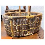 Pair of Rustic Wicker and Twig Baskets with Handles